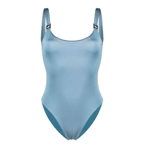 Fendi , Light Blue Scoop-Neck Swimsuit ,Blue female, Sizes: