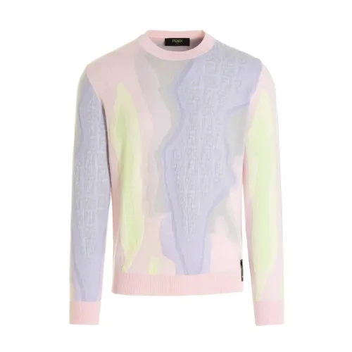 Fendi , Logo Cotton Sweater ,Pink male, Sizes: