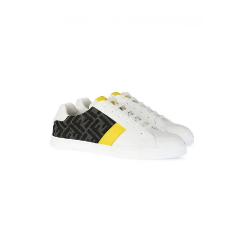 Fendi , Low Sneaker in Yellow/White/Lemon Grey ,Yellow male, Sizes: