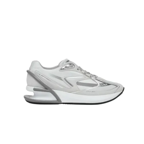 Fendi , Low-top leather-panel sneakers ,Gray female, Sizes: