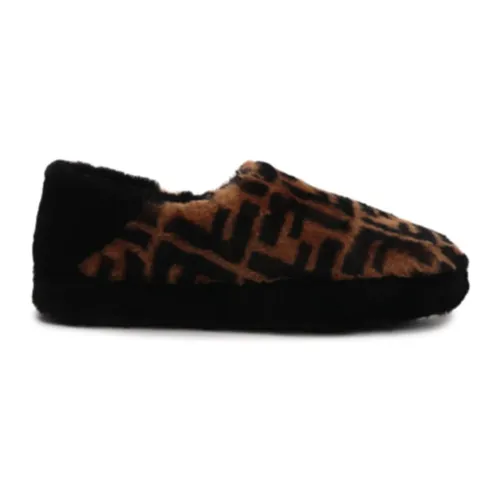 Fendi , Luxury Fur Slippers ,Brown male, Sizes: