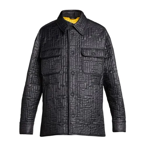 Fendi , Men's Clothing Jacket Black Aw23 ,Black male, Sizes: