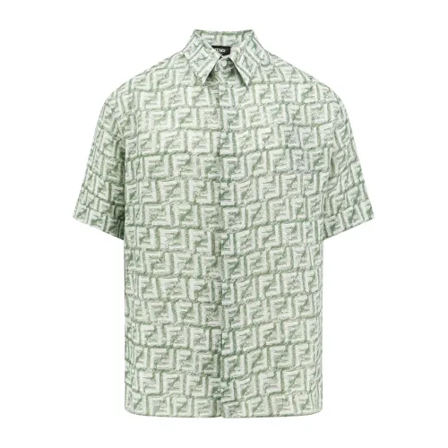 Fendi , Men's Clothing Shirts Green Ss24 ,Multicolor male, Sizes: