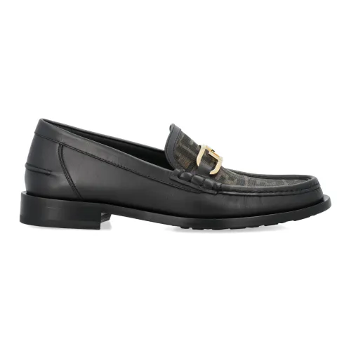 Fendi , Men's Shoes Closed Tobacco Black Ss24 ,Black male, Sizes: