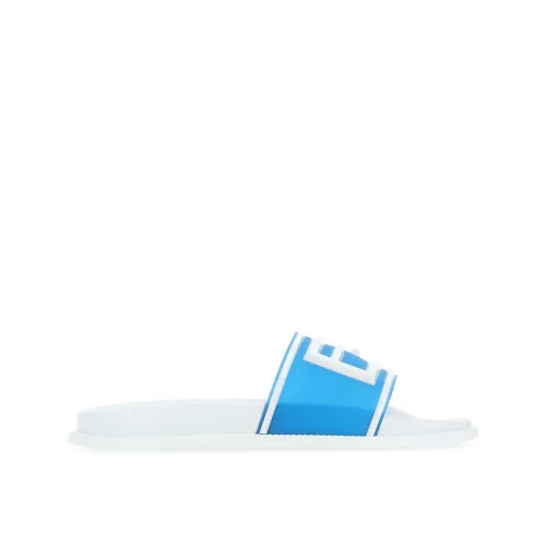 Fendi , Men's Shoes Slippers White Ss23 ,Blue male, Sizes: