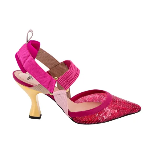 Fendi , Pink Mesh Spool Heel Pumps ,Pink female, Sizes: