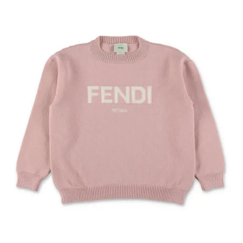 Fendi , Pink Virgin Wool Girl Jumper ,Pink female, Sizes: