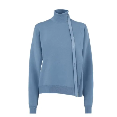 Fendi , Powder Blue Wool Turtleneck with Cut-Out Details ,Blue female, Sizes: