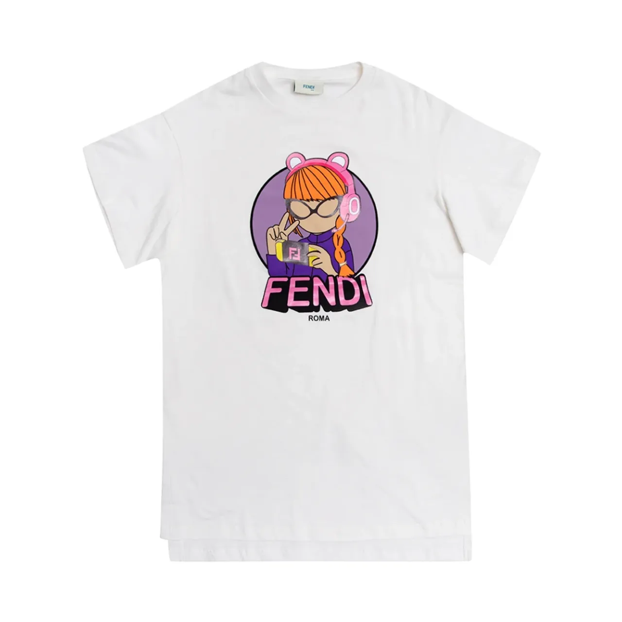Fendi , Printed T-shirt ,White female, Sizes: