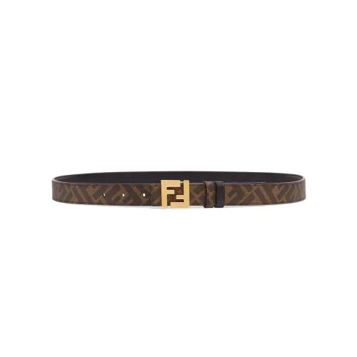 Fendi , Reversible FF Squared Twin Buckle Belt ,Brown male, Sizes: