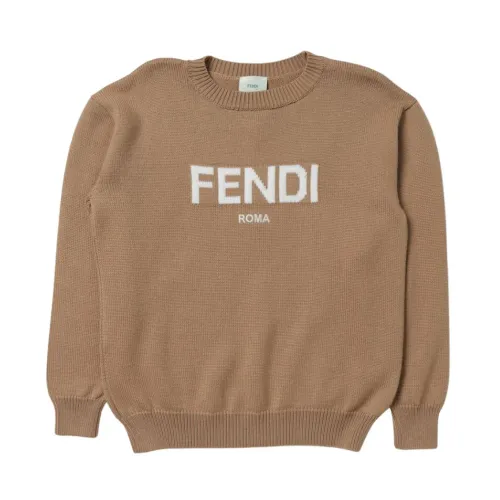 Fendi , Roma Pullover Sweater ,Beige male, Sizes: