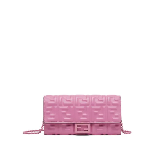 Fendi , Rosso Roma+Os Wallet with FF Pattern ,Pink female, Sizes: ONE SIZE