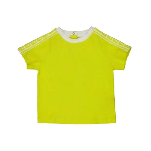 Fendi , Short Sleeve Roundeck T-shirt ,Yellow unisex, Sizes: