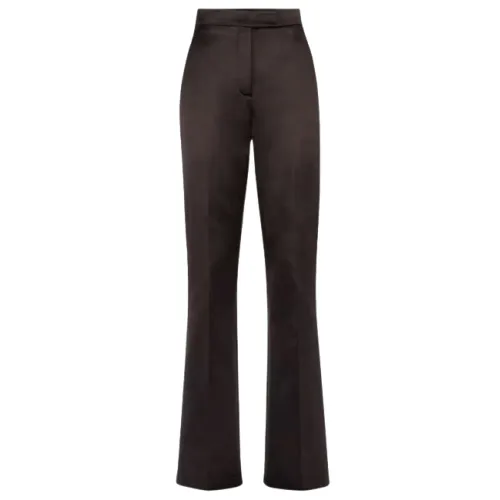 Fendi , Slim-fit High-Waisted Satin Trousers ,Brown female, Sizes: