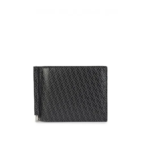Fendi , Slim Leather Wallet with FF Print ,Black male, Sizes: ONE SIZE