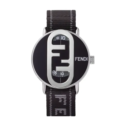 Fendi , Sophisticated Men`s Silver Stainless Steel Watch ,Black male, Sizes: ONE SIZE
