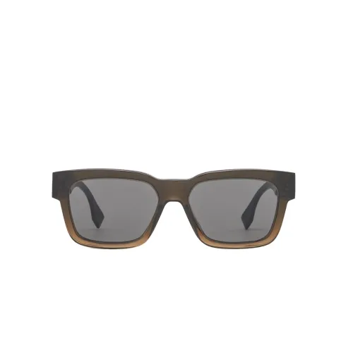 Fendi , Square Acetate Sunglasses in Brown Transparent ,Brown unisex, Sizes: