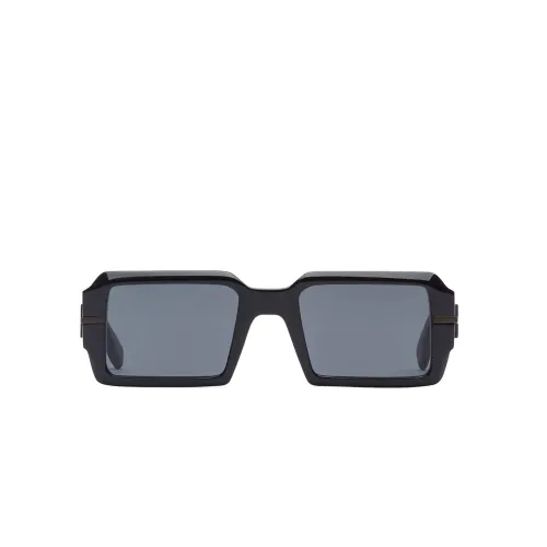 Fendi , Square Acetate Sunglasses with Grey Lenses ,Black unisex, Sizes: