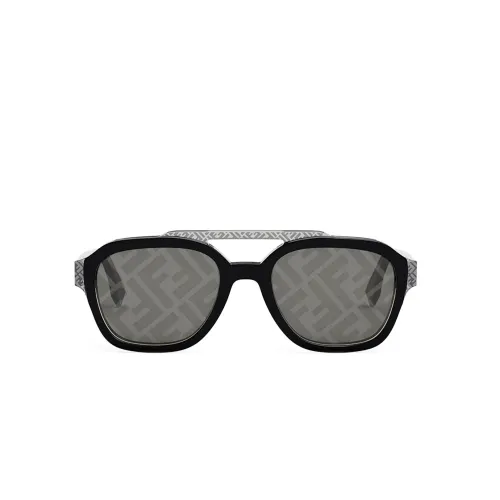 Fendi , Square Acetate Sunglasses with Transparent Detailing ,Black unisex, Sizes:
