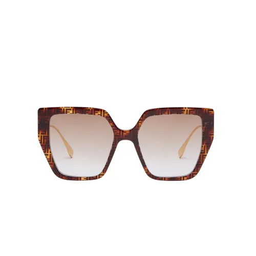 Fendi , Square Butterfly Oversized Sunglasses ,Brown female, Sizes: