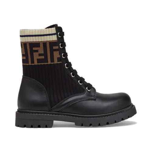 Fendi , Stretch Fabric Boots for Girls ,Black female, Sizes: