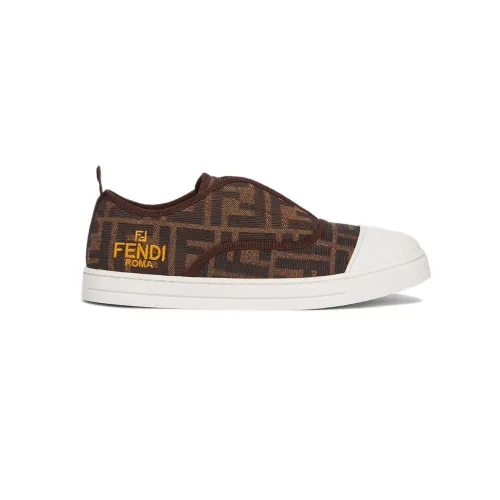 Fendi , Stylish Boys Sneakers with FF Logo ,Brown male, Sizes: