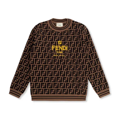 Fendi , Stylish Kids Sweaters ,Brown female, Sizes: