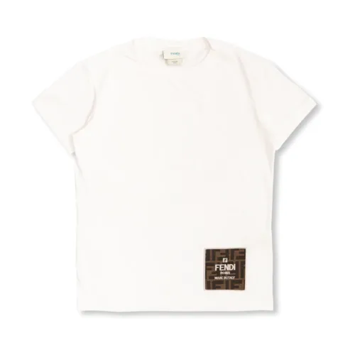 Fendi , T-shirt with logo ,White unisex, Sizes: