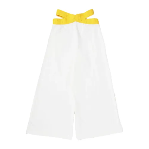 Fendi , White Cotton Logoed Waistband Trousers ,White female, Sizes:
