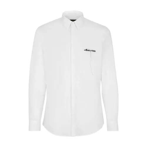 Fendi , White Cotton Shirt with Italian Collar ,White male, Sizes: