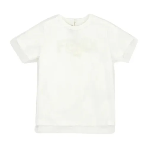 Fendi , White Fashionista Tee with Embroidered Logo ,White female, Sizes: