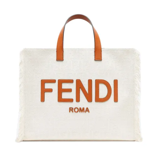 Fendi , White Shopper Bag with Fringes ,White female, Sizes: ONE SIZE