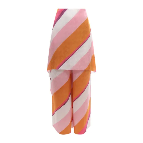 Fendi , Wide Skirt Detail Trousers ,Pink female, Sizes: