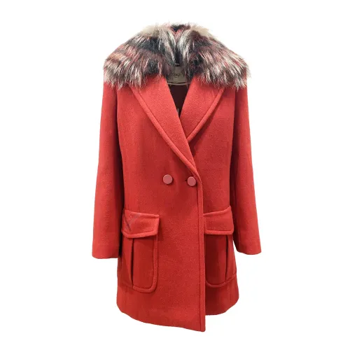 Fendi , Winter Anorak with Fox Fur Collar ,Red female, Sizes: