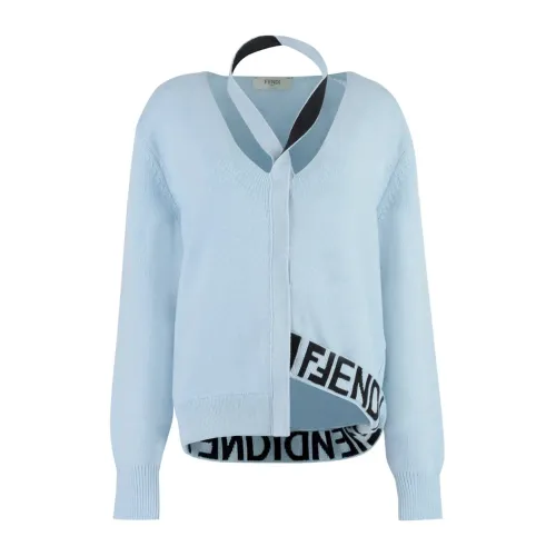Fendi , Women's Clothing Sweater Blue Ss24 ,Blue female, Sizes: