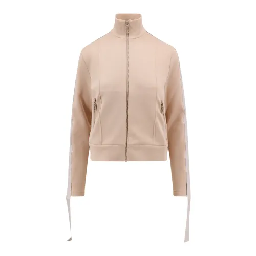 Fendi , Women`s Technical Fabric Zip-through Sweatshirt with Lofgo Details ,Beige female, Sizes: