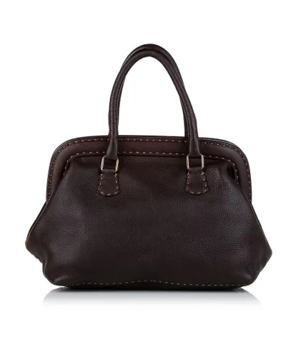 Fendi Womens Vintage Selleria Leather Handbag Black Calf Leather - One Size