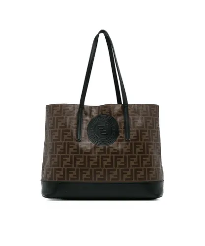 Fendi Womens Vintage Zucca Tote Bag Brown Fabric - One Size