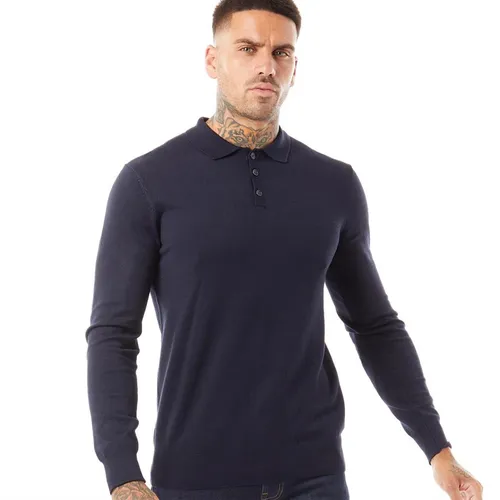 Feraud Mens Long Sleeve Knitted Polo Navy