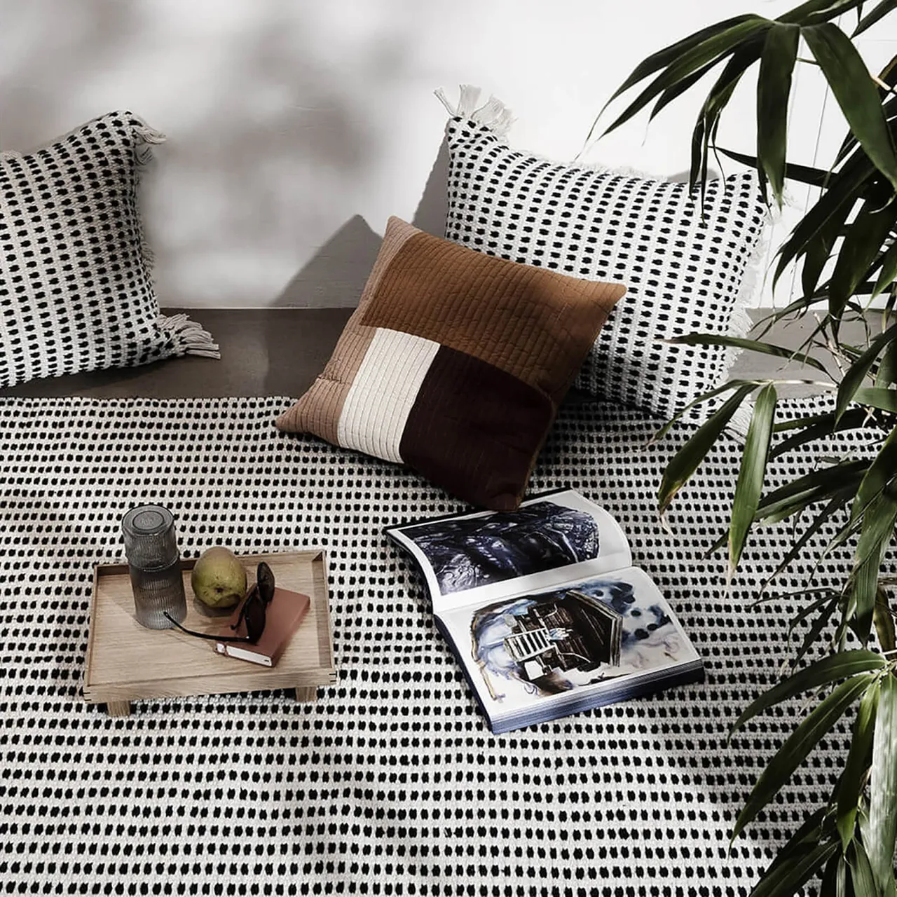 Ferm Living Way Outdoor 70cm x 50cm Cushion - White/Black