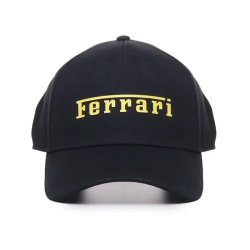 Ferrari , Black Cotton Logo Hats ,Black unisex, Sizes: ONE