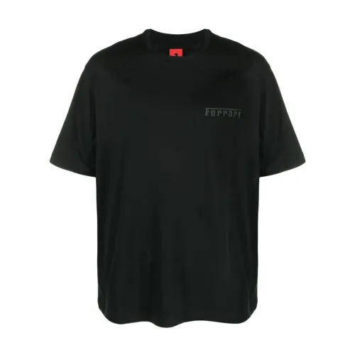 Ferrari , Black Logo-Print T-Shirt ,Black male, Sizes: