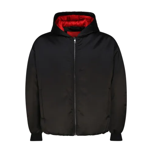 Ferrari , Black Technical Fabric Jacket with Hood ,Black male, Sizes: