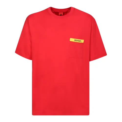 Ferrari , Sporty cotton jersey T-shirt with iconic Ferrari lettering ,Red male, Sizes: