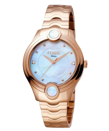 Ferre Milano FM1L083M0051 WoMens White Mother of Pearl Dial Stainless Steel Watch - Rose Gold - One Size