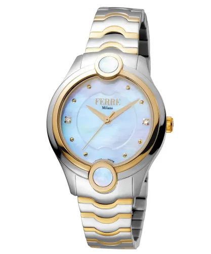 Ferre Milano FM1L083M0071 WoMens White Mother of Pearl Dial Stainless Steel Watch - Silver & Gold - One Size
