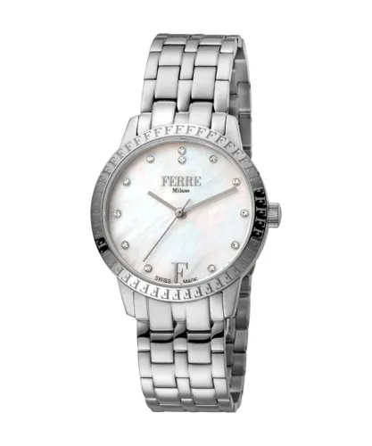 Ferre Milano Womens Ladie's White Mother of Pearl Dial Stainless Steel Watch - Silver - One Size