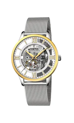 Festina F20537/1 Men's Silver Automatic Skeleton Watch