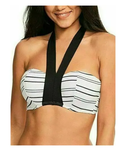 Figleaves Womens Almalfi Stripe Halter Bikini Top - White Nylon