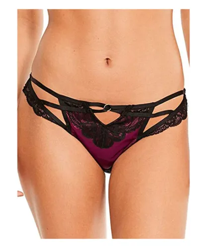 Figleaves Womens Brooke Peep Strapping Cutout Brazilian Brief - Red Nylon